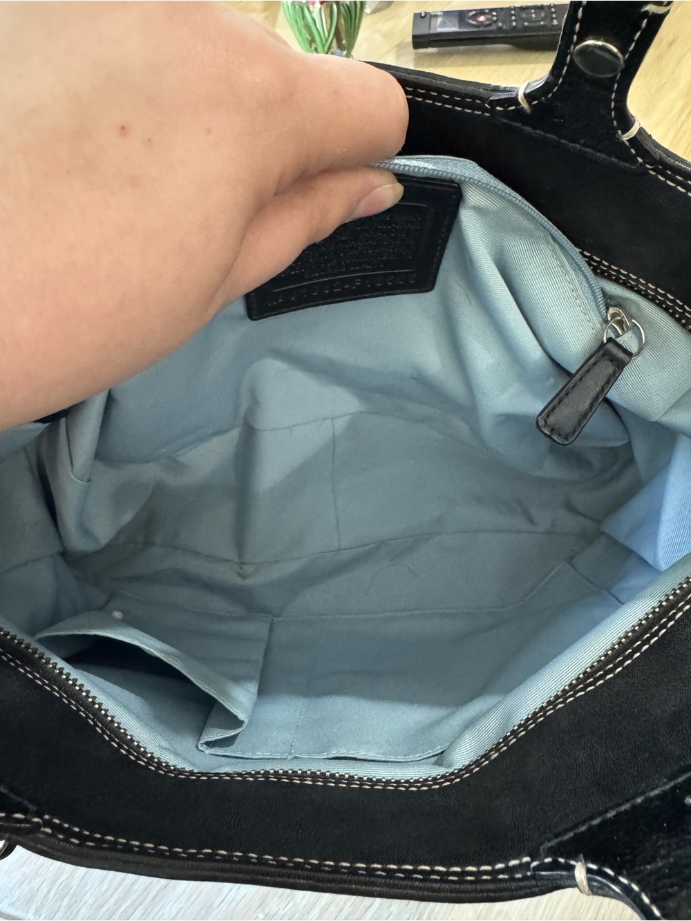 Coach Black Leather Shoulder Tote with Silver Hardware - Picture 3 of 5
